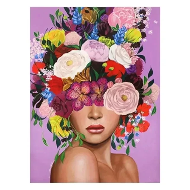 Abstract Flower Woman Art Figure Canvas Painting Fashion Girl Graffiti Wall Paintings Modern Figure Prints and Poster Room Decor