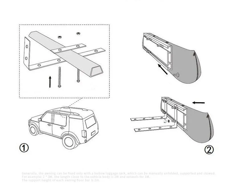 APZC012 Dachzelt Outdoor Car Sunproof Waterproof Side Awning Roof Tent for Camping Sunshade Tent Tarp