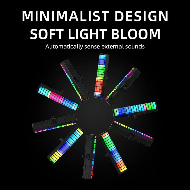 Smart  RGB Radio Voice Control Led Desktop Atmosphere Pickup Music Rhythm Recognition Light Bar For Car Air Outlet