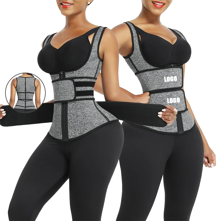 Waistdear Wholesale Double Strap Waist Trimmer Plus Size Vest Slimming Belt Tummy Corset Womens Body Latex Waist Trainer