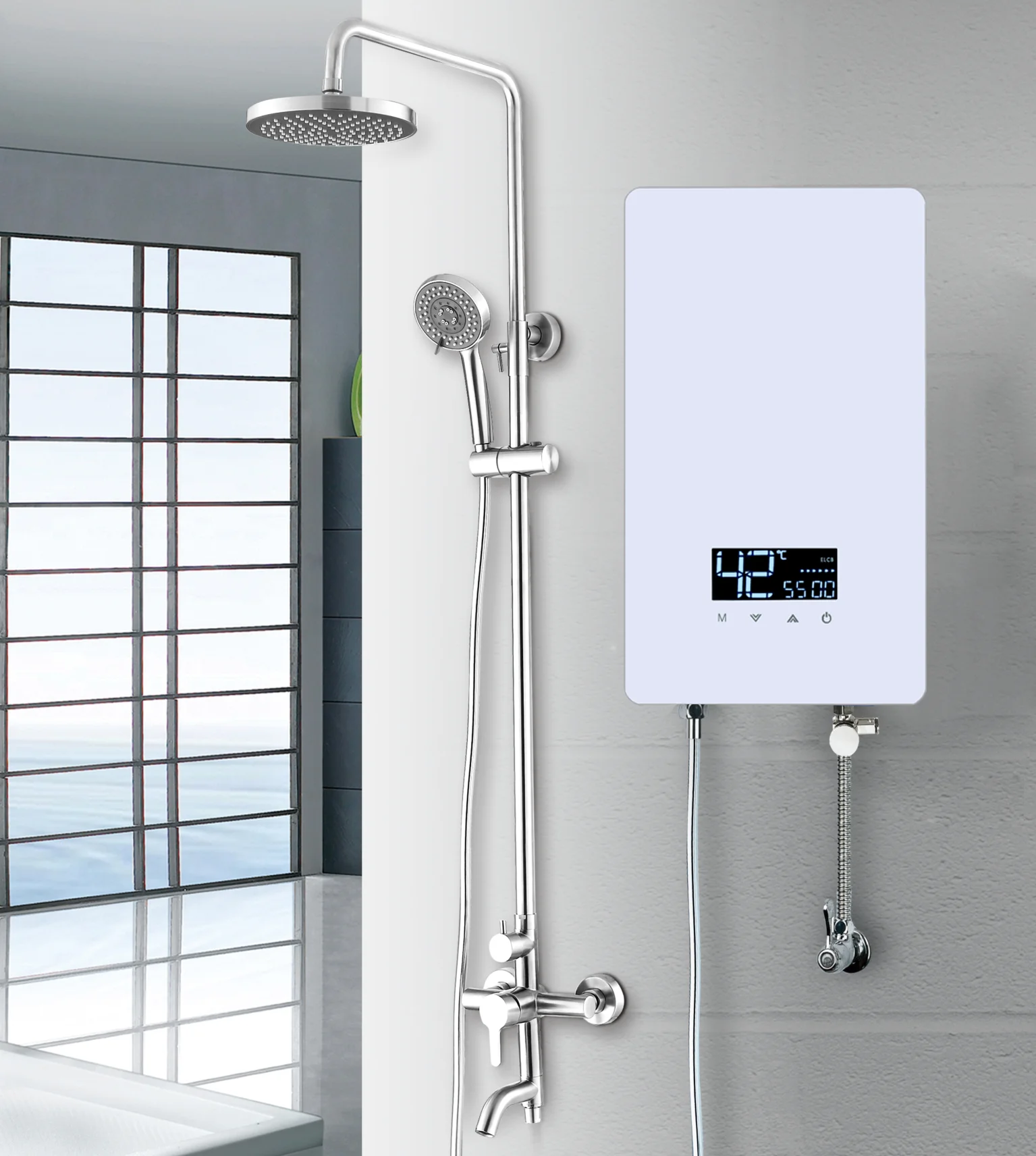 220V 8.5KW Low Price Portable Mini shower tankless water heater for hotel use