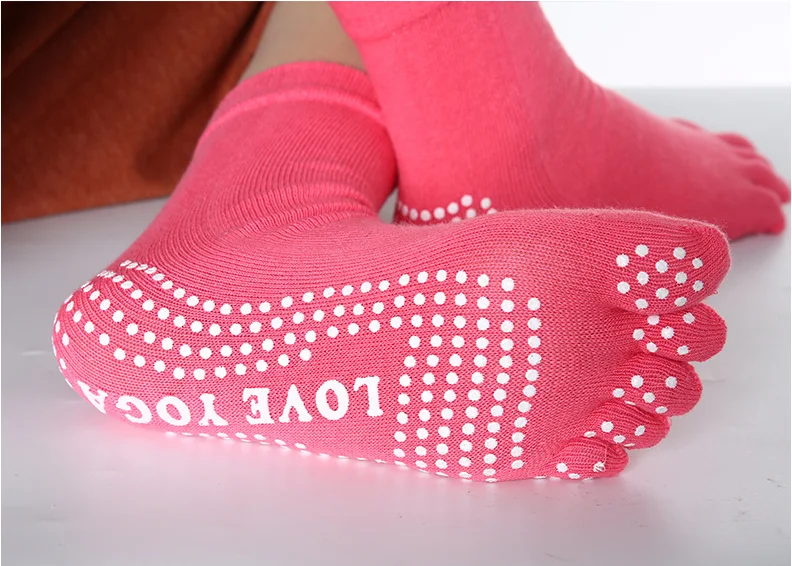 Spring ladies fashion multicolor jacquard leisure yoga five finger socks socks cotton socks