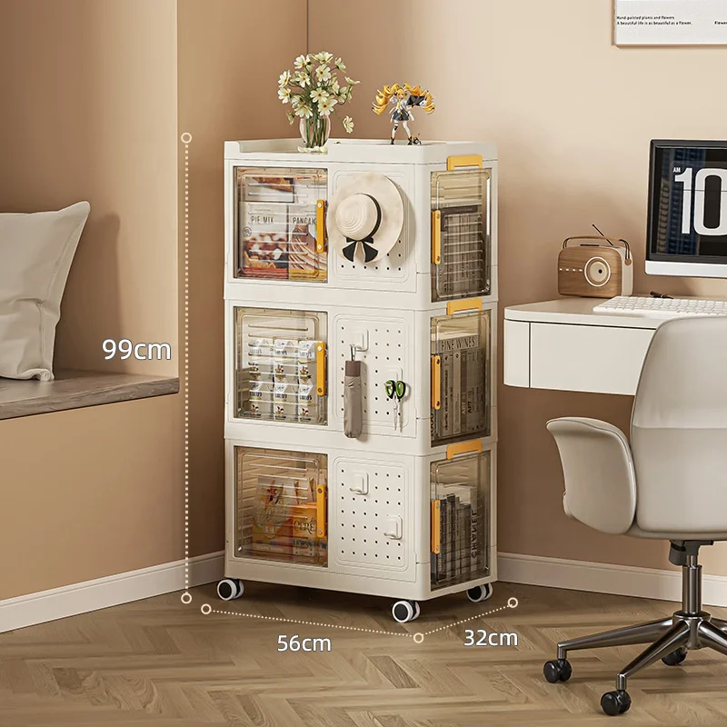 Multi story storage cabinet desk side books storage cabinet snack toy Storage rack multifunctional folding cabinet