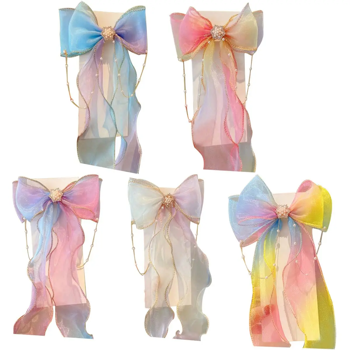 Большой тюль, атласный бант для волос