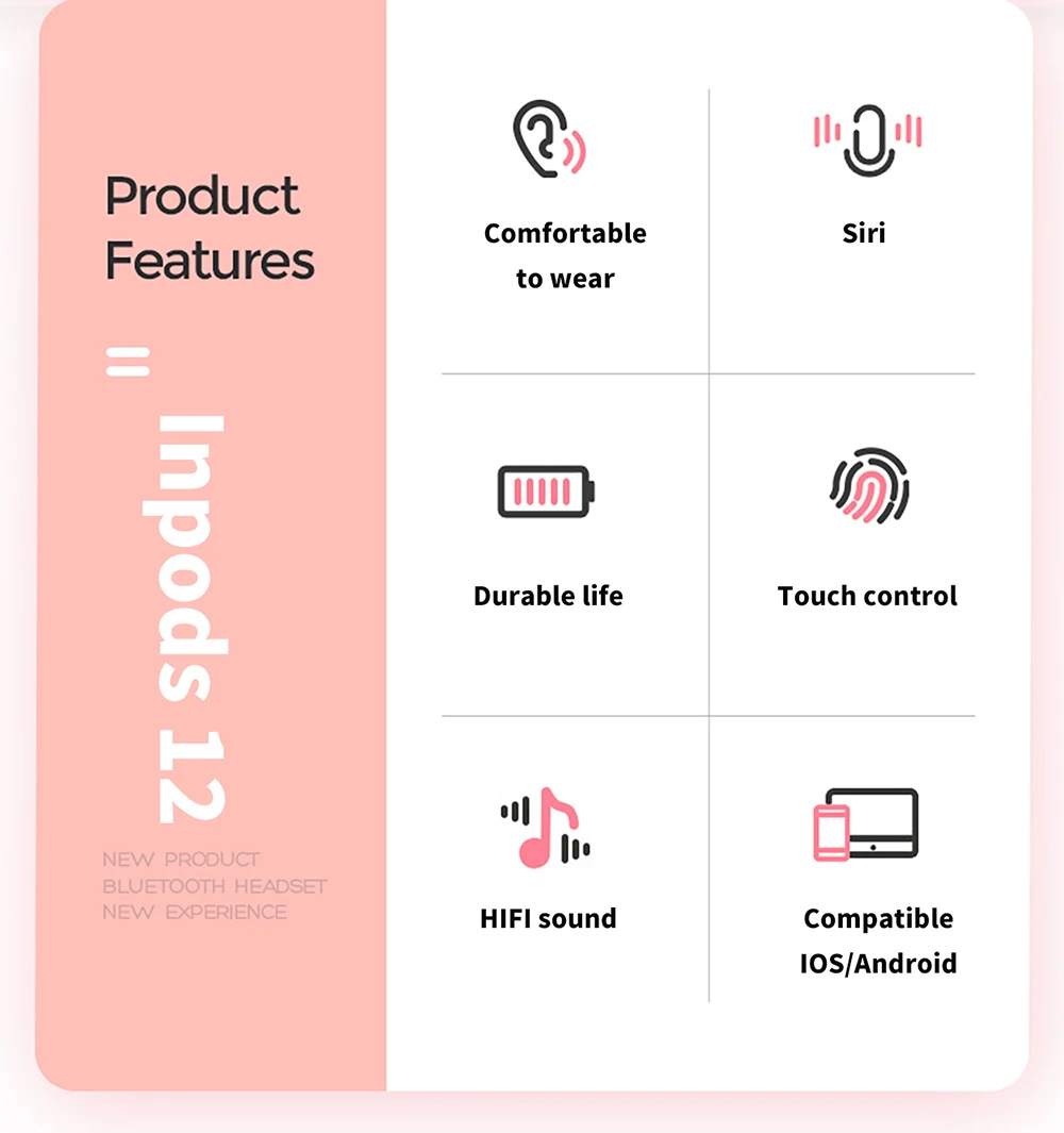  Inpods 12 наушники TWS i12 оригинальные Macaron fone ouvido auriculares audIfonos беспроводные