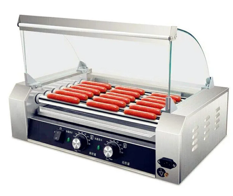 Hot Dog Commercial 5 Rollers Snack Equipment Electric Automatic Insulation Available Hot Dog Making Machine