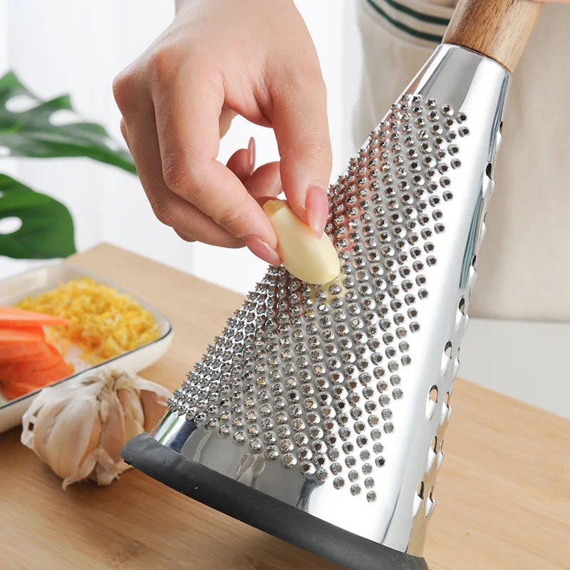 Top Seller Stainless Steel 3 Side Fruit Vegetable Professional Box Grater Cheese Shredder With Wood Handle