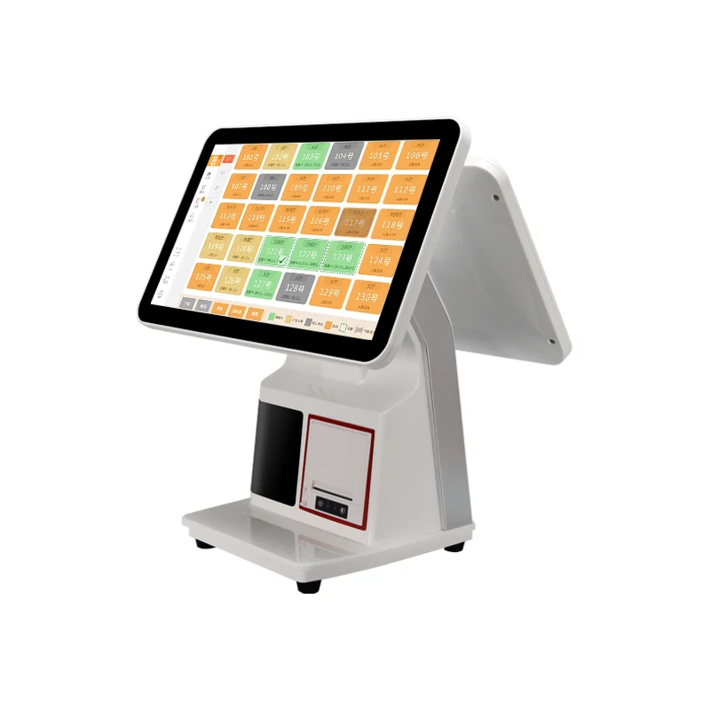 Desktop Dual Screen Restaurant retail 15.6inch all in one pos machine android system hardware Terminal printer cash register