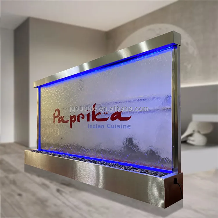 Customized wall water fountain indoor waterfall led waterfall screen hot sale tempered glass wall waterfall