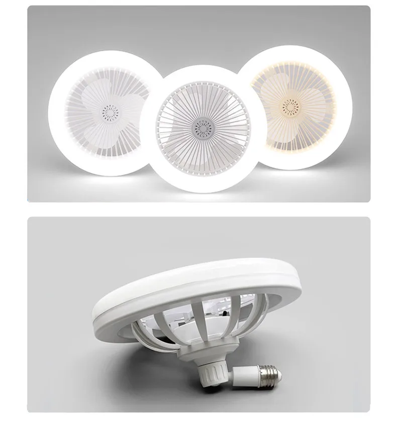 250*120mm 220V Modern LED Remote Control Ceiling Fan with White Light Home Living Room Three-Color Fan & Light