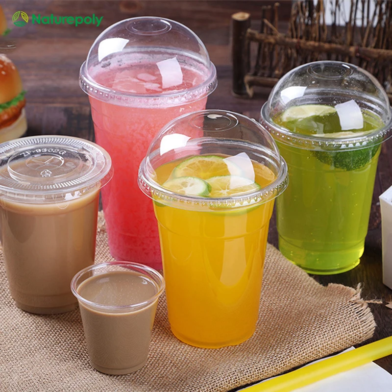 Customized 12 16 18 20 32oz  Eco Friendly Biodegradable Disposable PLA Clear Drinking Cups for Cold Drink with lids
