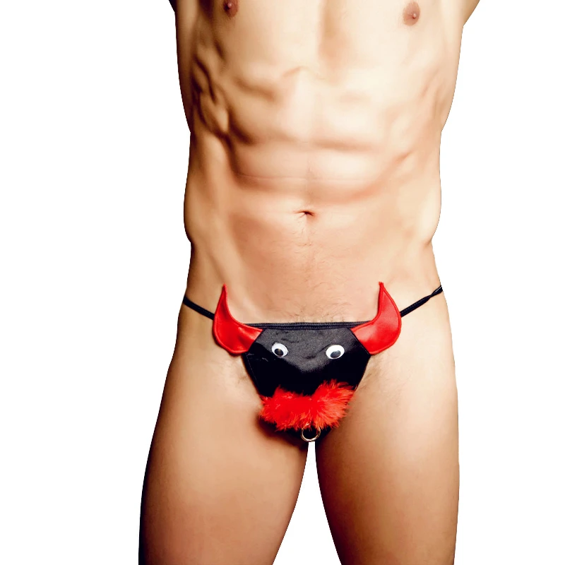 Adults supplies, Wholesale men flirting underwear cartoon t back big black cattle erotic g string thongs tangas