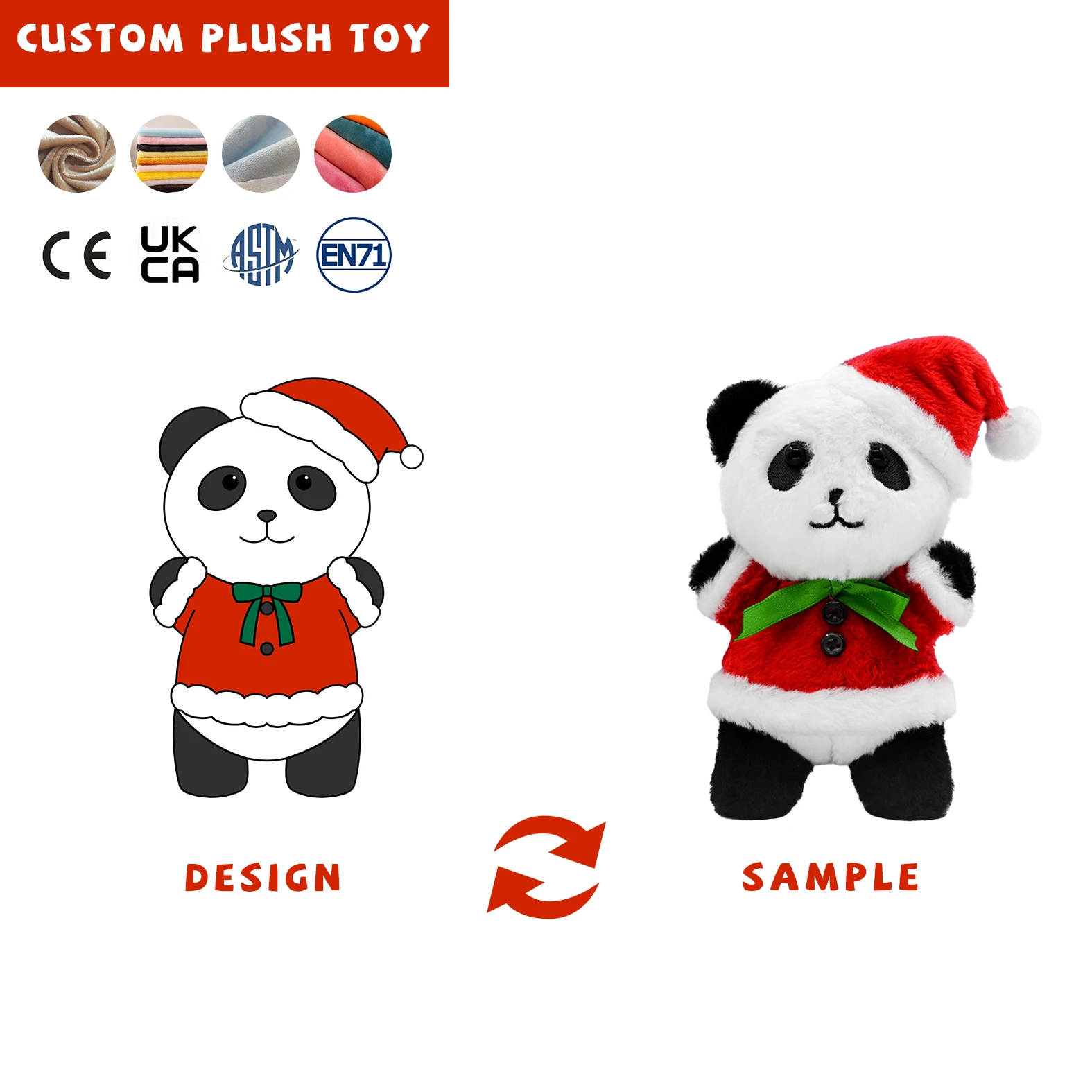 Custom Plushies Manufacturer Cute Small Plushie Doll Custom Christmas Panda Plush Soft Toy For Baby