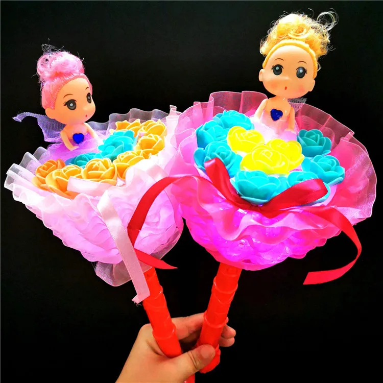 New arrivals led glowin fairy stick kids doll magic wand glowing doll flash children toys