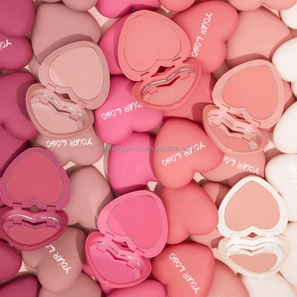 wholesales custom Pink Blush and Shimmer Cute Highlighter Powder Matte Cheek Tint Private Label Makeup Blush Palette