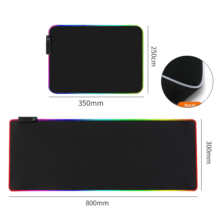 Factory wholesale LED Soft Gaming Mouse Pad Large small Oversize Glowing luminous RGB Mousepad
