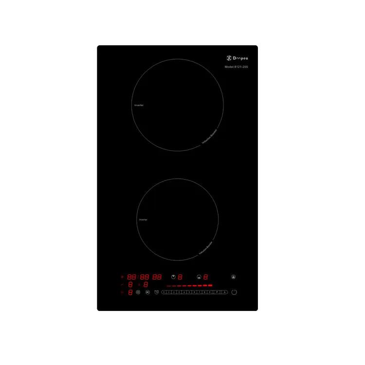 H-one Powerful Black Panel Glass Half-Bridge Drive Copper Coil 2 Cooking Zones Catering Induction Cooktop For Countertop