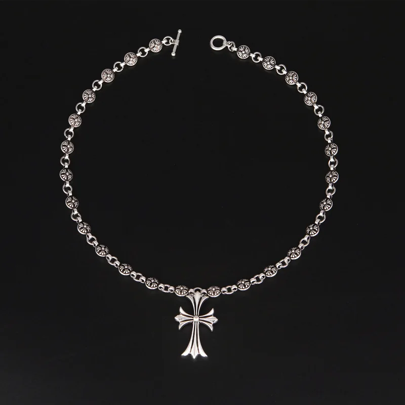 Cross Necklace Hip Hop Pendant Necklace Chrome CH Cross Necklace for Women Men