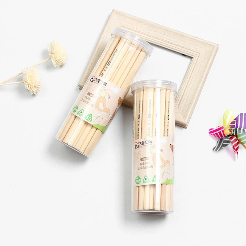 Natural Wooden HB Pencil 50pcs/set for School Learning Office Supplies eco pencils Gift Standard Pencils