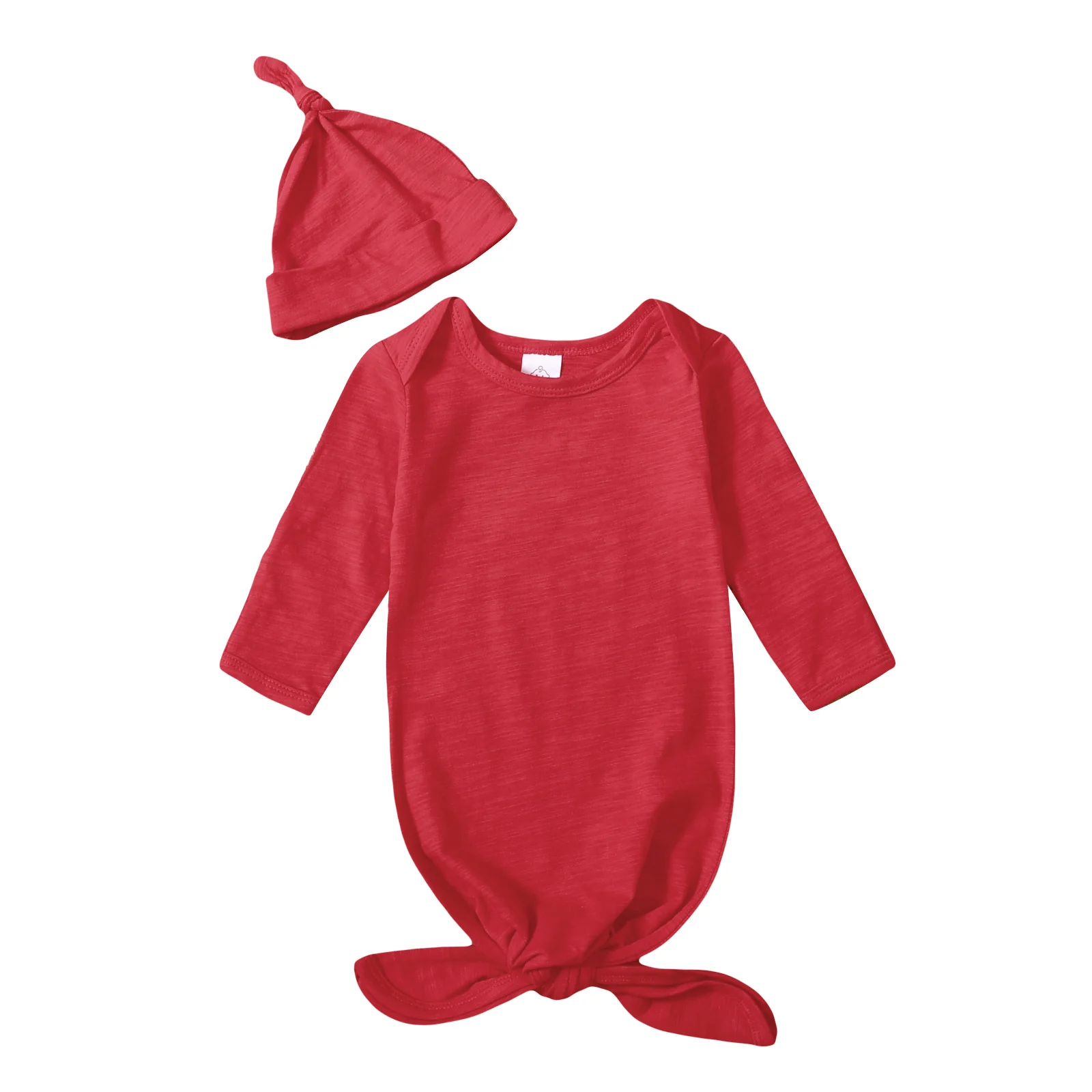 Manufacturer Custom Unisex  Cotton Knotted Plain Kids Boy Girl Baby Grown Clothe Romper set