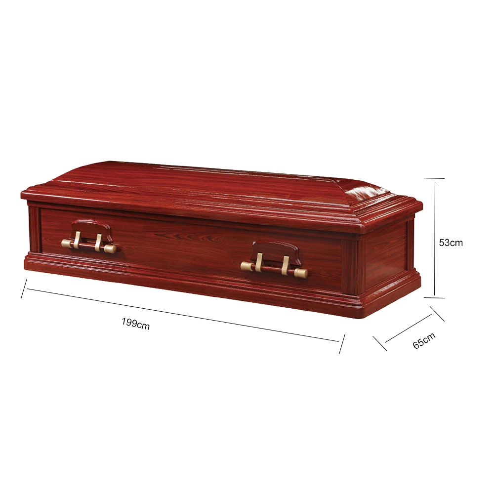 Full-Open Style High Gloss Varnish Sarg Fiberboard Casket Coffin With Tailored Pillow