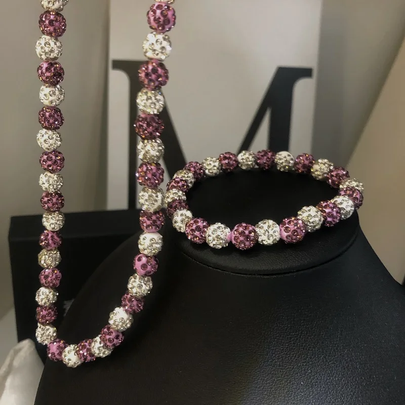 2024 new design fashion women accessories non tarnish clay beads necklace bracelet luxury jewelry sets for women