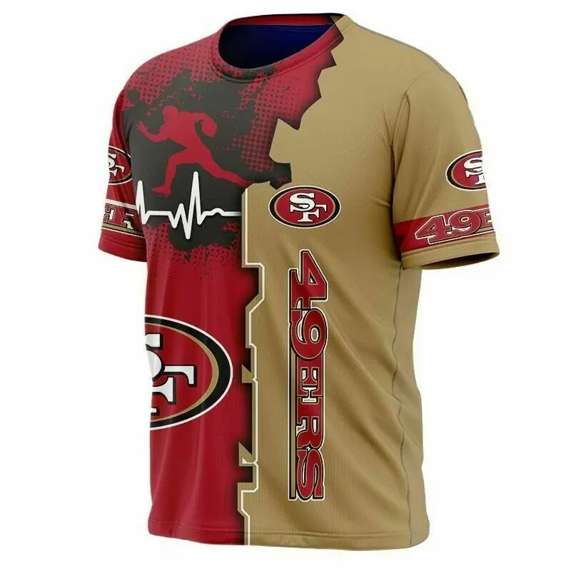 Best Quality American Football 49 Teams  All styles Short Sleeves Breathable Full print Cheap Men US size T shirts