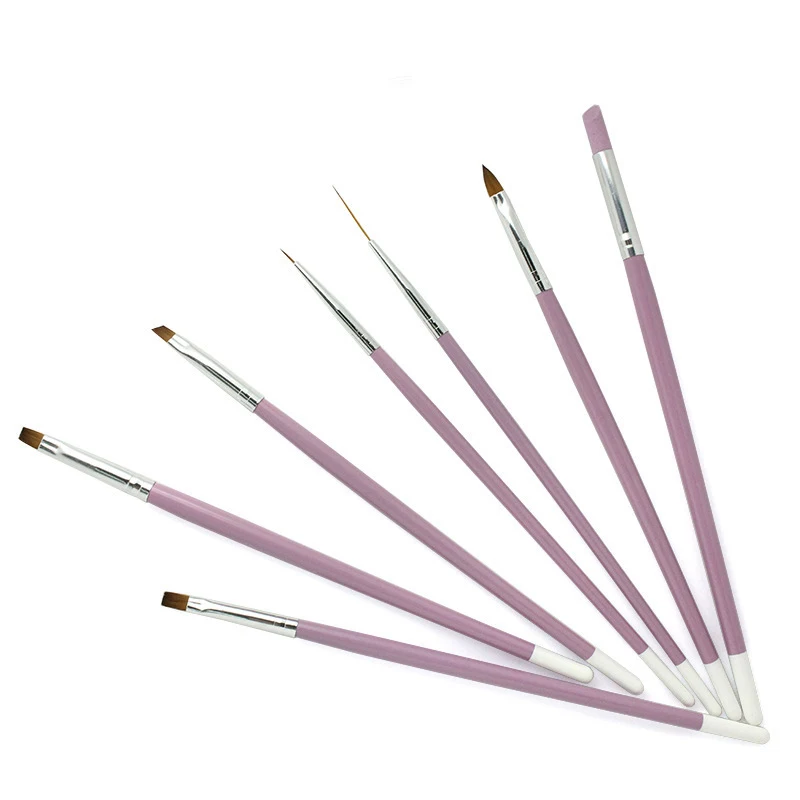 
7pcs/Set Nylon Multi-functional Nail Art Brushes Kit Stock Nail File Liner Blending Elongated Detailer Nail Art Brush Pen Set 