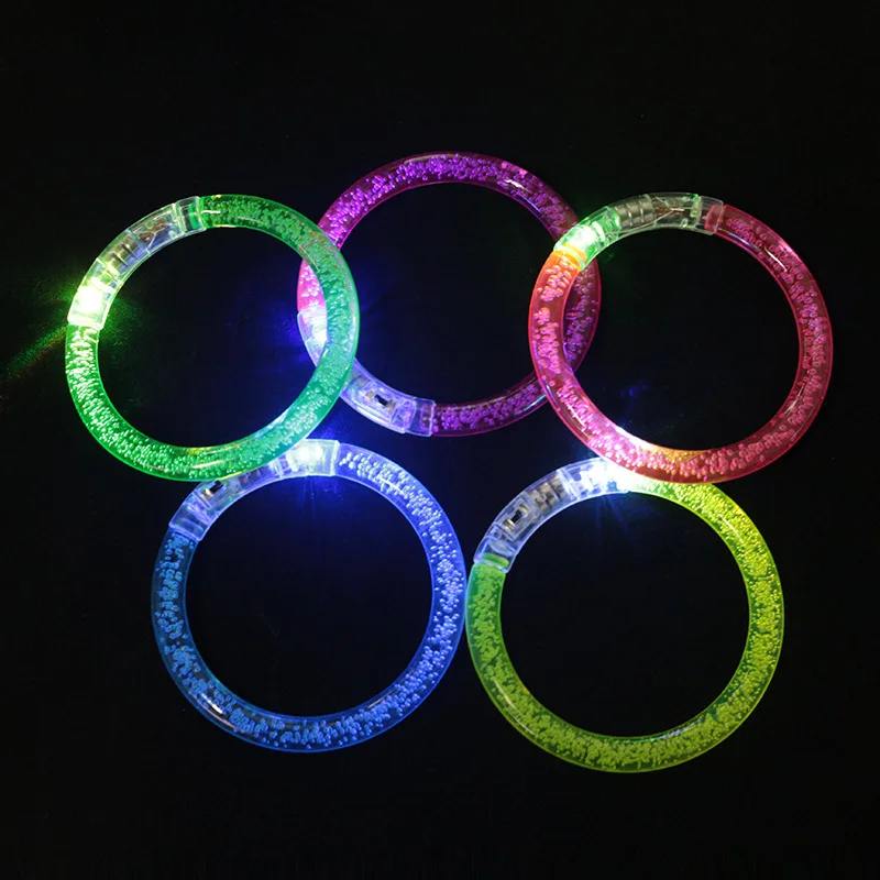 Led Glowing Bangles Colored Transparent Bubble Bracelet Bar Concert Cheer Props Happy Birthday Party Kids Gifts Luminous Bangles