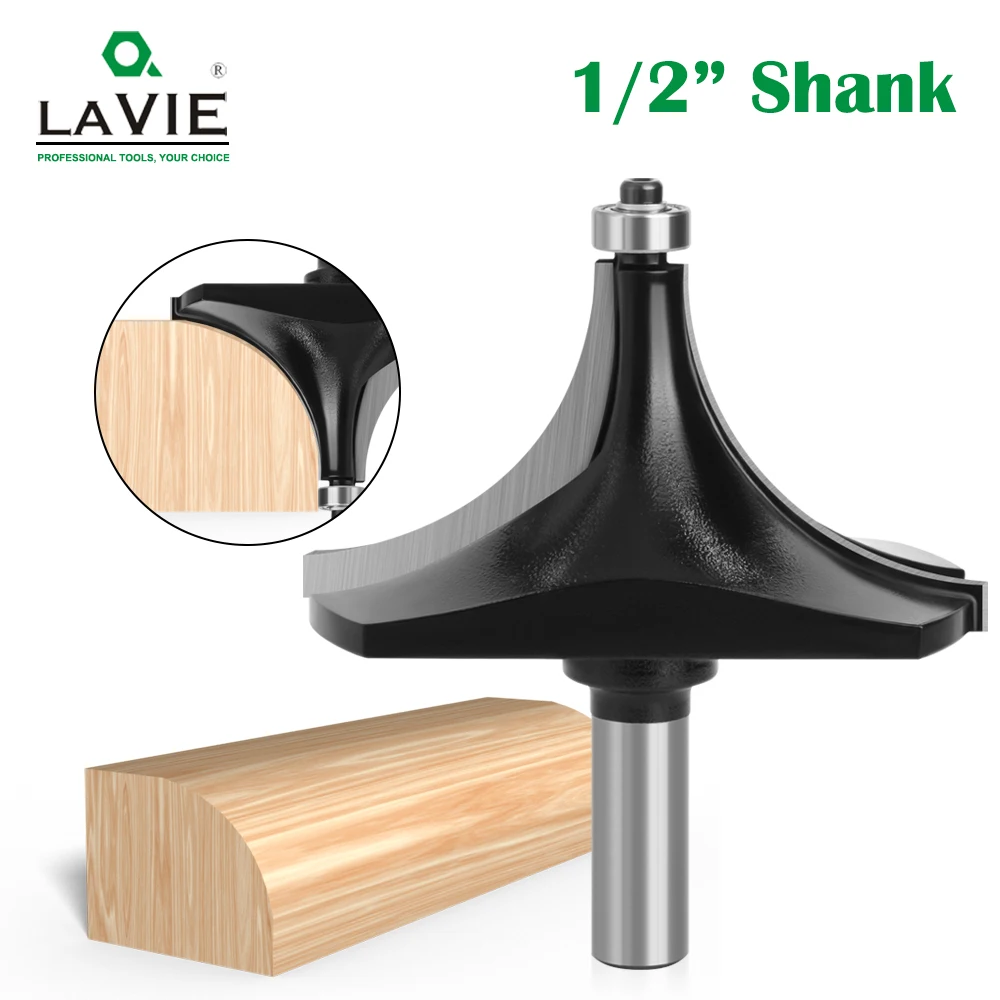 LAVIE 12mm 1/2 Shank big Corner Round Router Bit for Edging Woodworking Mill Classical Cutter milling cutter -C C1305189BK
