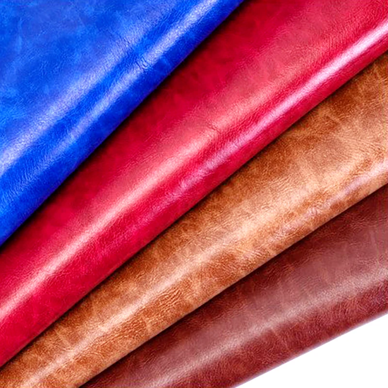 Dual Color Matching Crazy Horse Oil Leather PVC Synthetic Leather for Car Seat Handbag Luggage Leather Product Fabric Wholesale