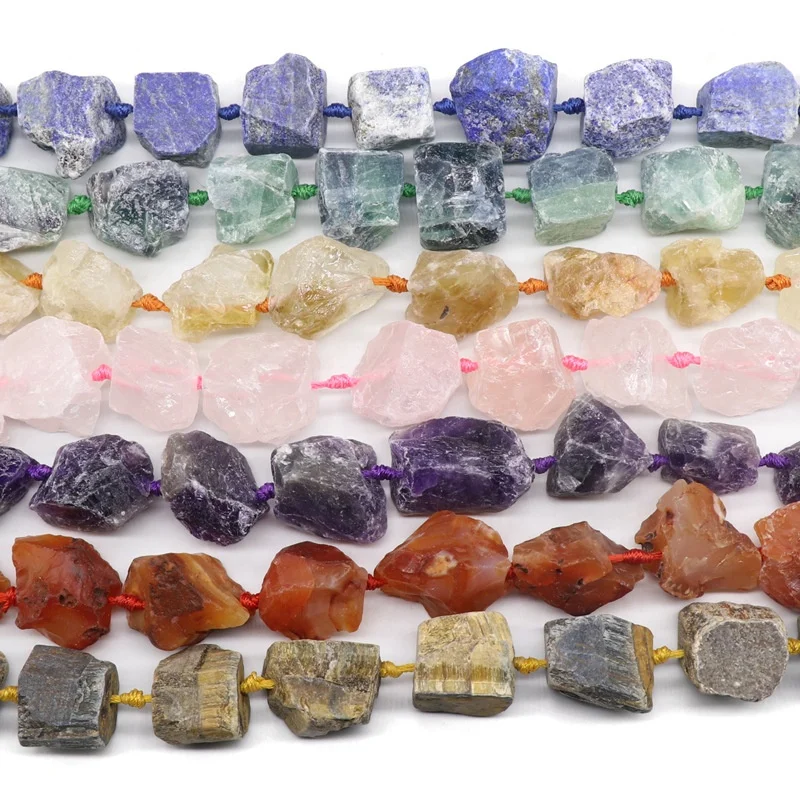 Raw Rock Mineral Stone Beads DIY Jewelry Reiki Healing Colorful Natural Citrines Amethysts Garnets Crystal Quartz Beads