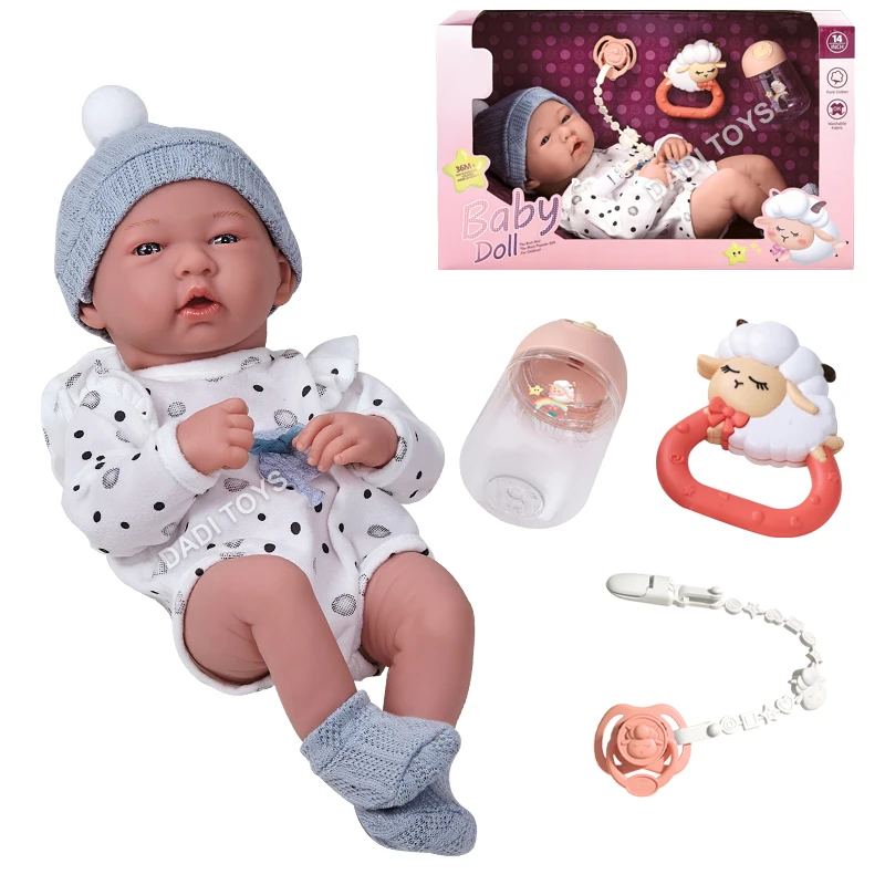DADI OEM/ODM Rubber Simulation 14 Inch Soft Vinyl Baby Doll Realistic Reborn Baby Doll Kits