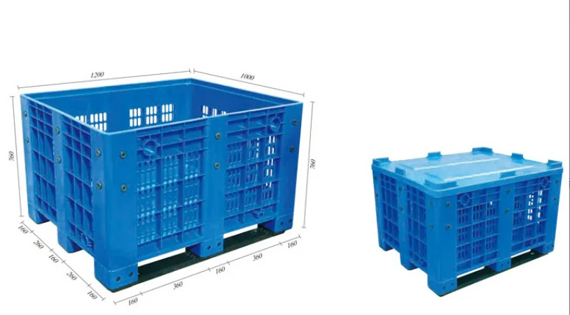 Heavy Duty Large Hdpe Mesh Vented Vegetable And Fruits Storage Stackable Fruit Plastic Pallet Bins With Lid