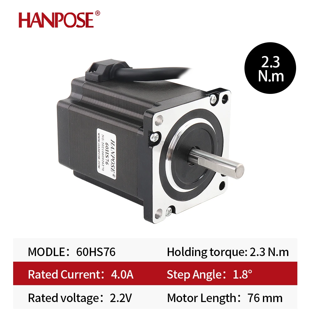 hanpose 24V 60 Stepper Motor 1.8 degree 60HS76 motor 4-lead 2.3N.M 4.0A for CNC milling machine Nema24 Stepper Motor