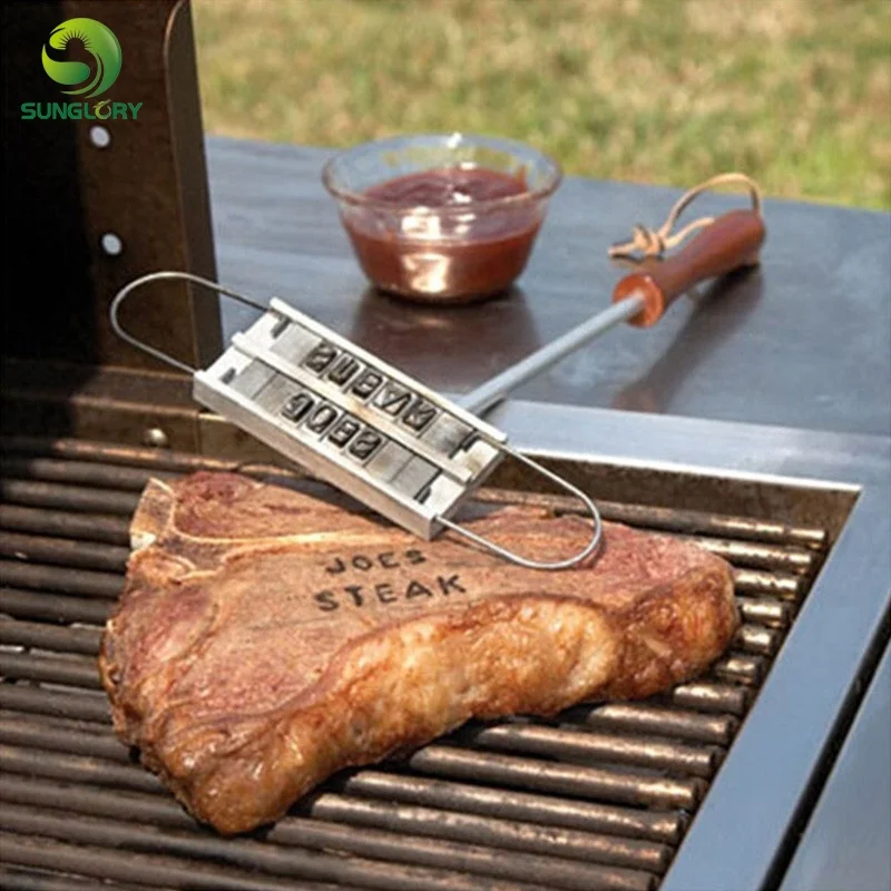 Personality Steak Meat Barbecue BBQ Meat Branding Iron With Changeable 55 Letters BBQ Tool Barbecue Accessories Cooking Tools