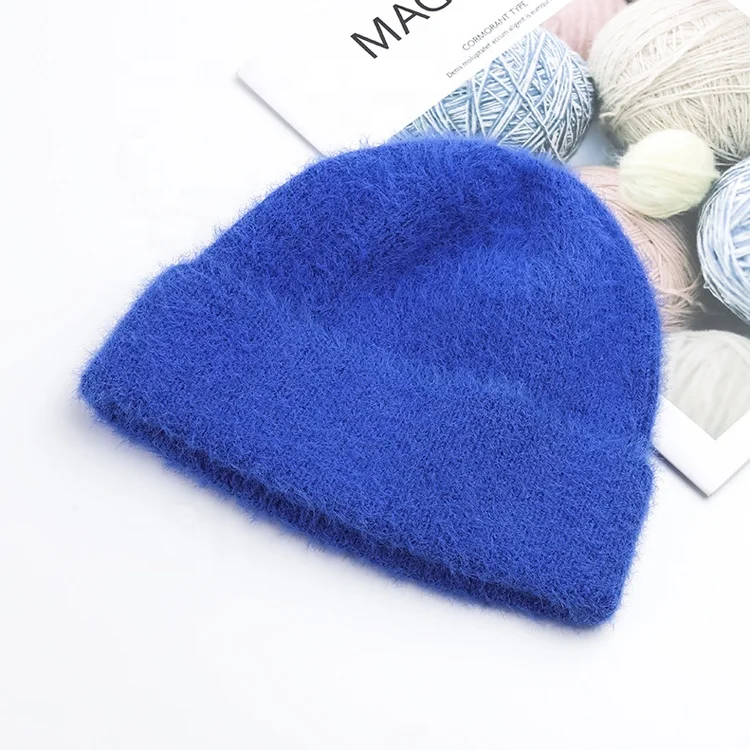 online shop hot sale knitted winter beanies hat fashion angora hat design girls cashmere beanies