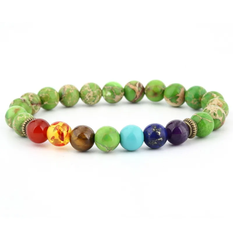 Здоровье 7 чакр лечебный камень браслет эластичная Йога мала бусины медитация ST052