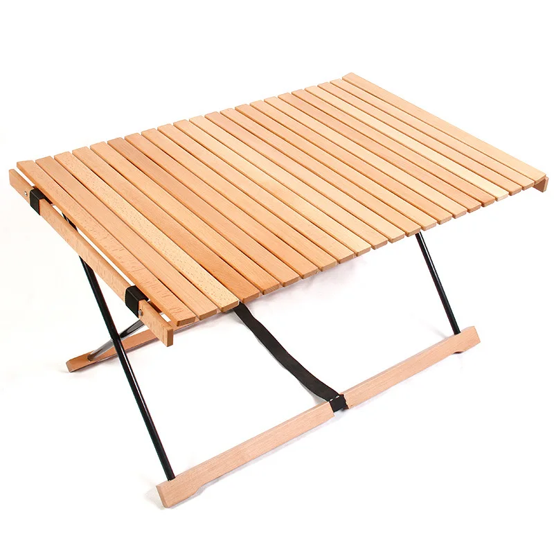 Good Quality Outdoor luxury Picnic BBQ Portable Folding Roll Top Wood Camping Table