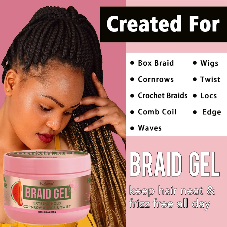 72h Lasting Oalen 8.8oz Private Label Strong Hold Watermelon Twist Braid Gel for Braiding and Locs