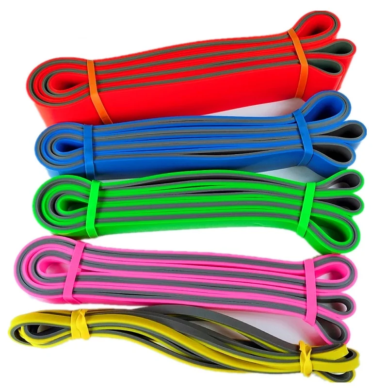 Super Band 2080*4.5*6.4mm Orange And Black 100% Natural Latex Rubber Training Indoor Power Fitness Resistant band roll