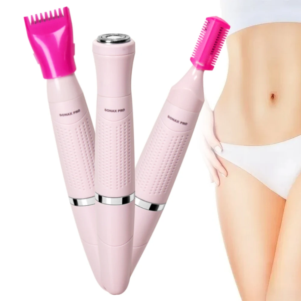 3 in 1 Washable Lady Shaver Face and Body Shaver Sideburn Eyebrow Trimmer Grooming Kit