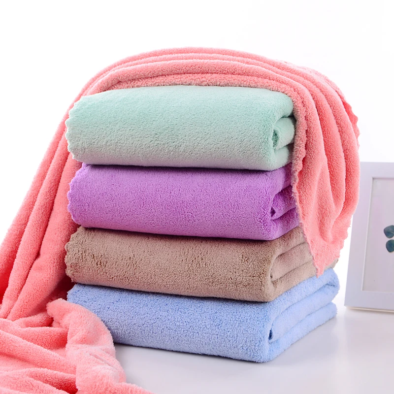 hot sale high qualtiy Quick Dry 70*140 Plain coral bath towel