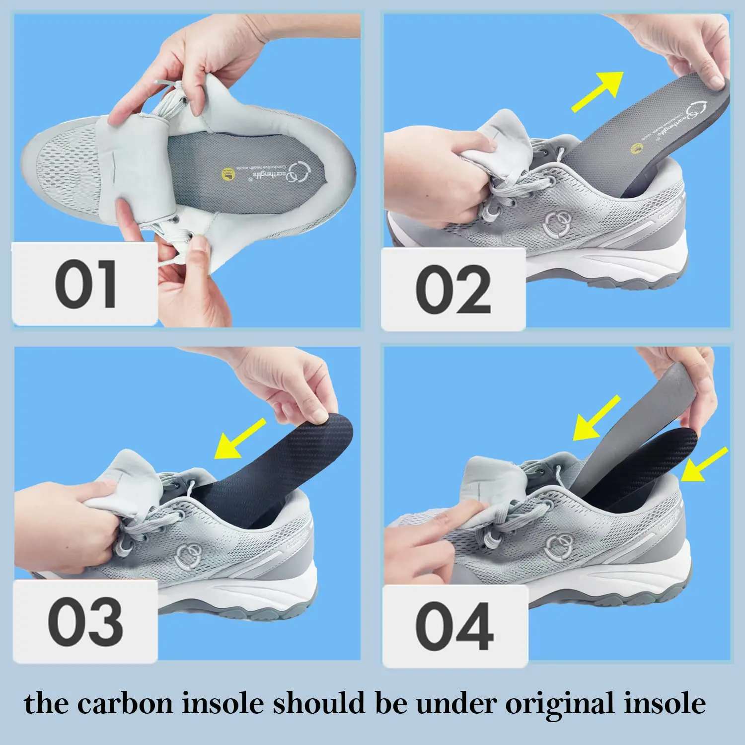 Ideastep Carbon Fiber Like Insoles Flat Foot Eliminate Pressure Orthotic Insoles Full Length With Arch Supports