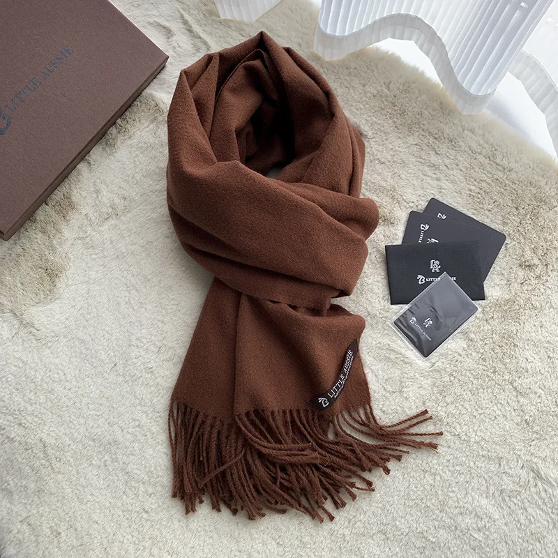 Wholesale Solid Brushed Custom Logo Cozy Warm Women Winter Cashmere Shawl Woolen Scarves Scarf for women Pashmina