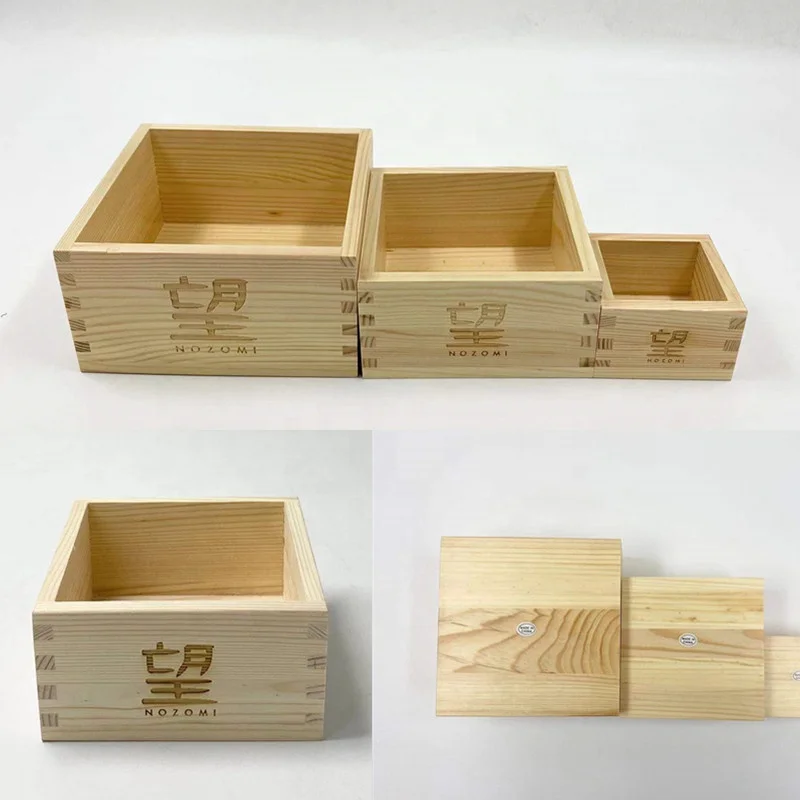 Japanese Masu Wooden Sake Cup Hinoki Wood Sake Cups Box