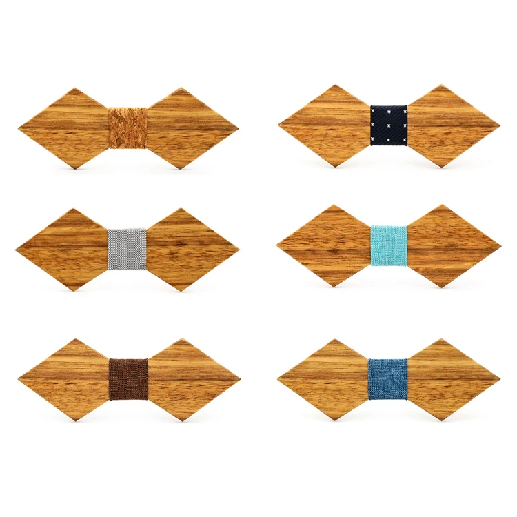 
Cheap Creative Wedding Wooden Bow Tie Necktie with Box Handmade Customized Solid Wood Bow Tie 