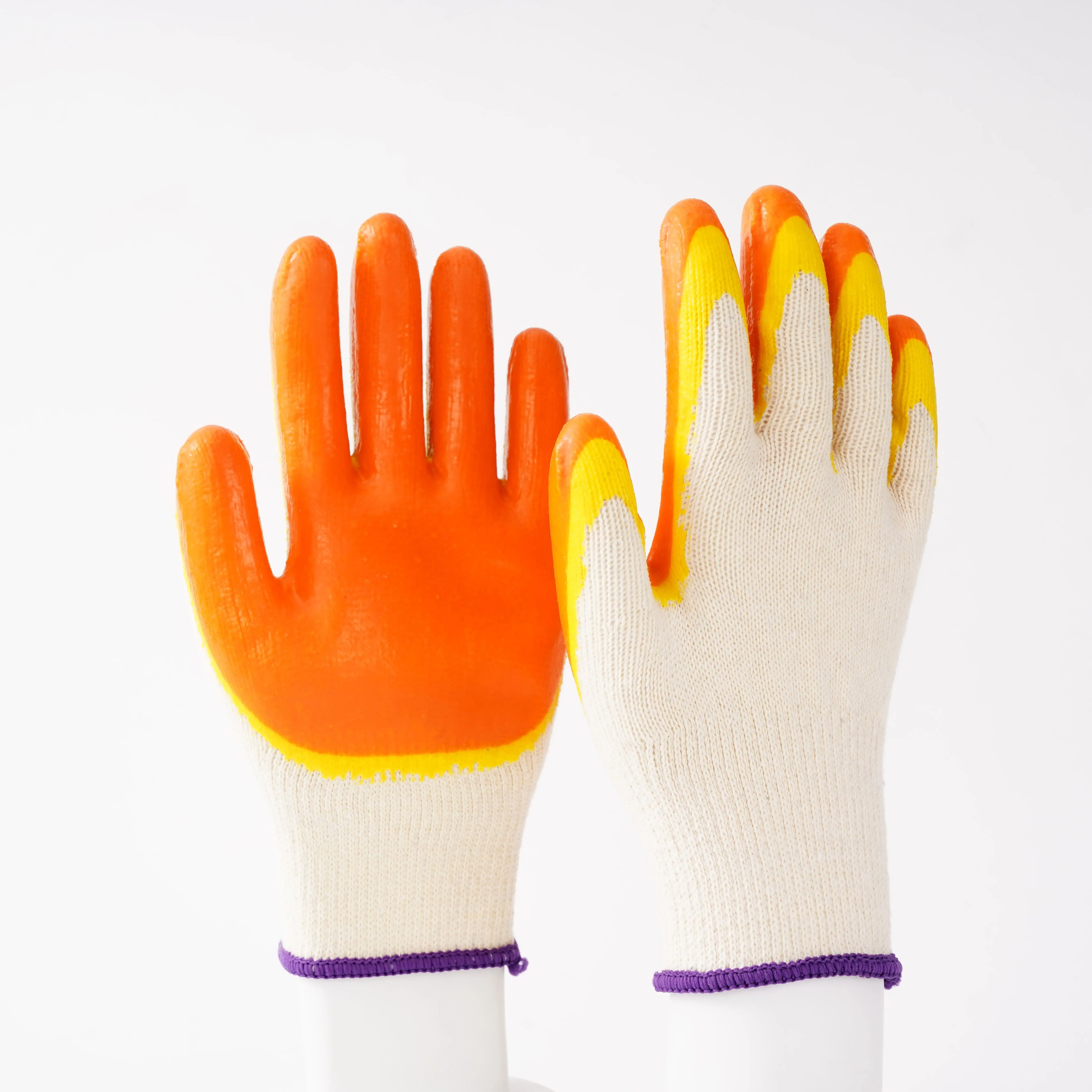 Wave Gloves, 13g Red Polyester Crinkle Latex Half Coated Glove Smooth Finish