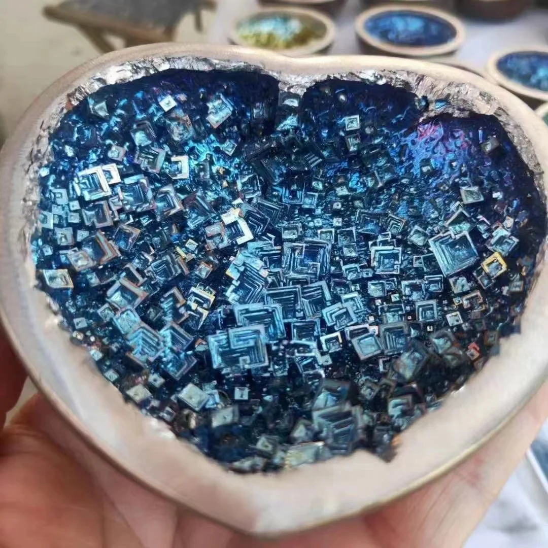 Natural bismuth ore raw stone bismuth crystal mineral chemical elements colorful ore decorative