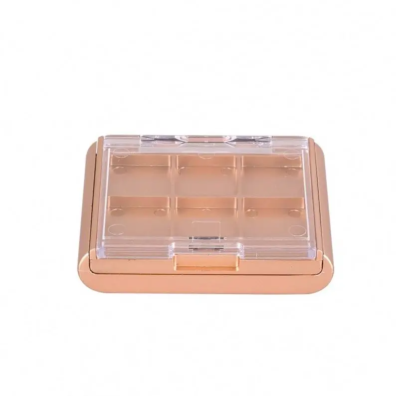 8 Colors Yellow Case Clear Lid Plastic Eyeshadow Palette With Space For Brush